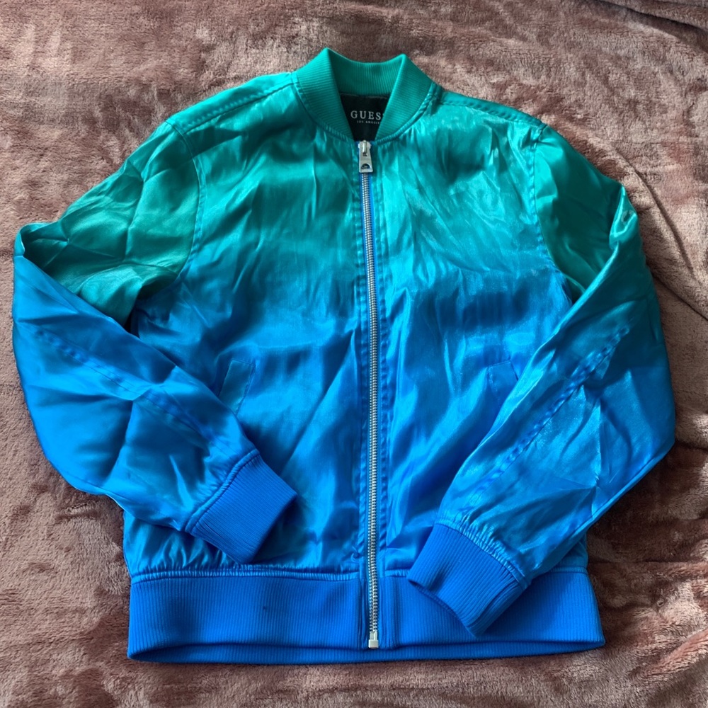 GUESS Blue & Green Bomber Jacket